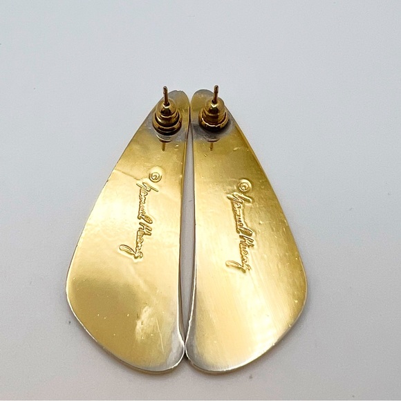 Vintage Samuel Huang Cloisonné Enamel Purple & Gold Earrings - Picture 3 of 7